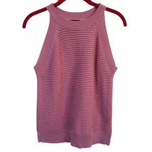 Ann Taylor Factory Pink Sweater Halter‎ Tank Top Shirt Sz M Summer Resort Career